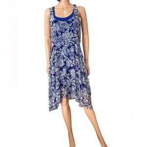 CAbi Blue and White Sundress with Scoop Neck